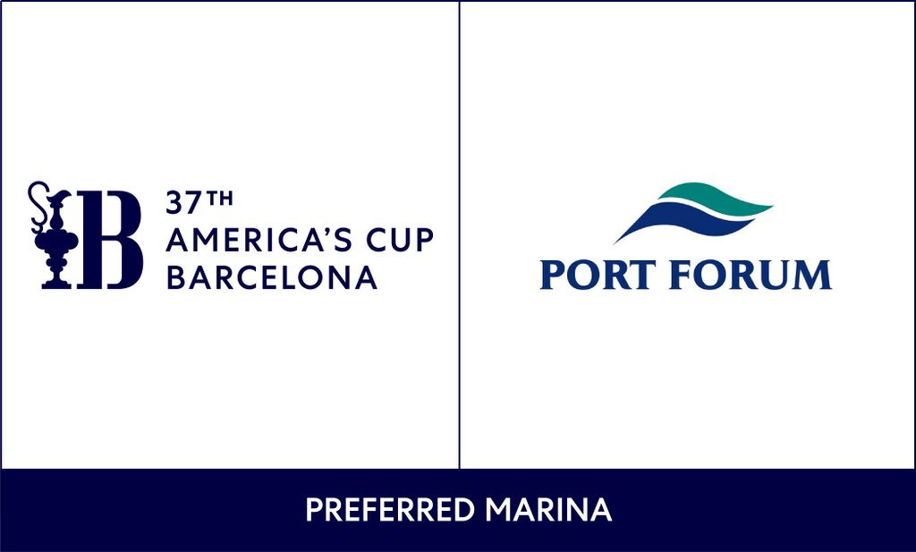 Logos de la 37ª America's Cup y Port Fòrum