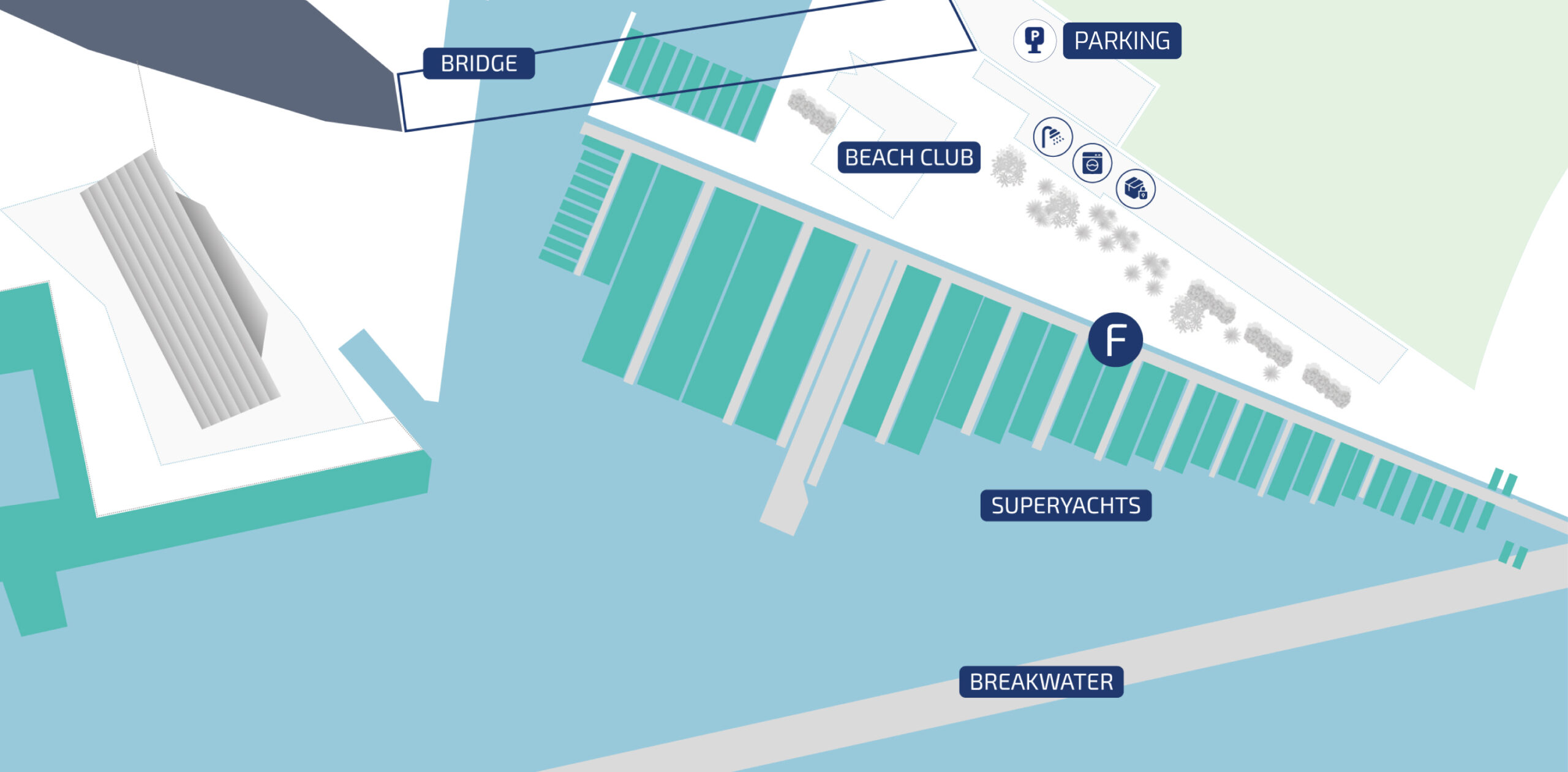 Marina with berths for large yachts
